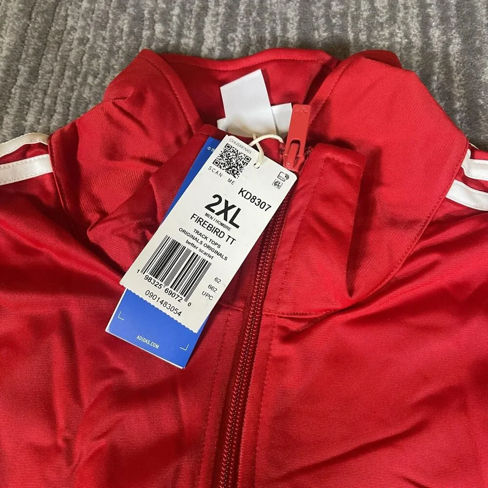 Adidas Originals Firebird Track Suit Mens 2XL Red 3-Stripes Set KD8307 KD8319